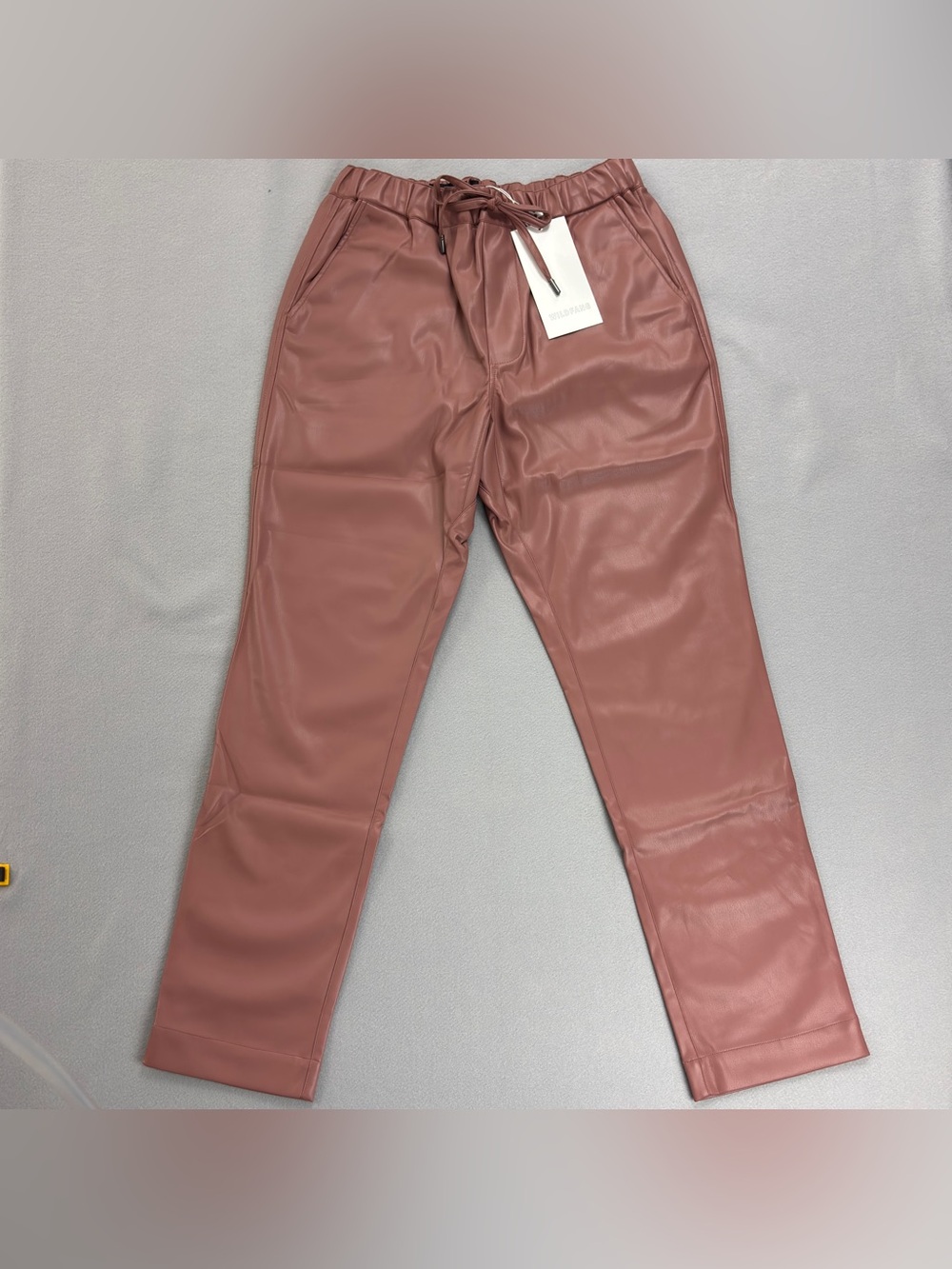 Wildfang The Empower Pants Small Vegan Leather Rose Drawstring NWT